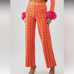 NWT Show Me Your Mumu Zermatt Sweater Pant in Pink Geo Jacquard $128 -Size M